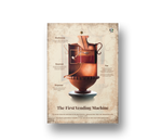 Educatieve poster First Vending Machine – Hero van Alexandrië’s eerste automaat uit de oudheid, historische uitvinding uitgelegd in detail voor studenten en geschiedenislessen.