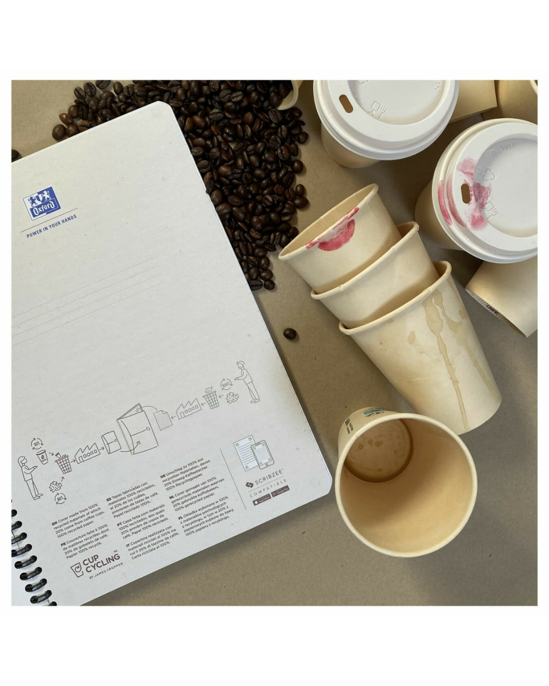 Oxford Notebook My Rec’up A5 Gelinieerd Betongrijs - Academia Now - Schoolspullen voor de middelbare school, schoolplanner, agenda, notitieboek, flashcards, Stabilo- en Oxford schoolspullen voor beter plannen en leren - Hard Work Beats Talent