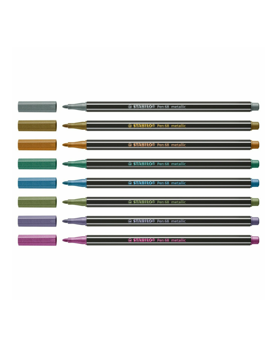 STABILO Pen 68 Metallic Premium viltstift 8 stuks Etui