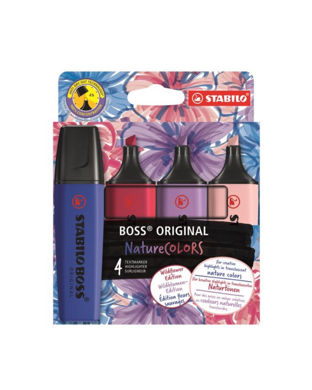 STABILO BOSS Markeerstift NatureCOLORS Wildflower - 4 Stuks