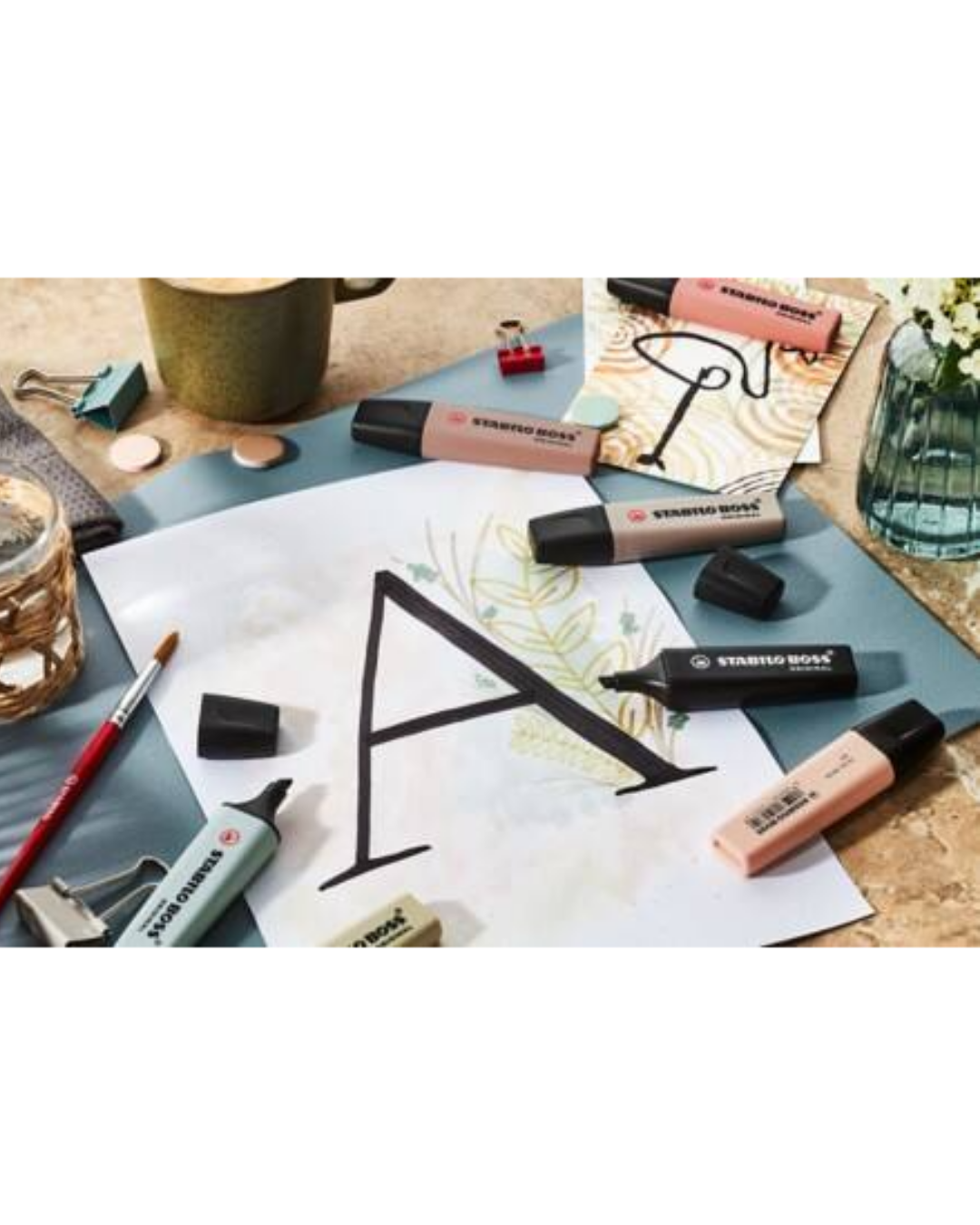 STABILO BOSS Tekstmarker Set Nature - 4 Stuks - Academia Now - Schoolspullen voor de middelbare school, schoolplanner, agenda, notitieboek, flashcards, Stabilo- en Oxford schoolspullen voor beter plannen en leren - Hard Work Beats Talent