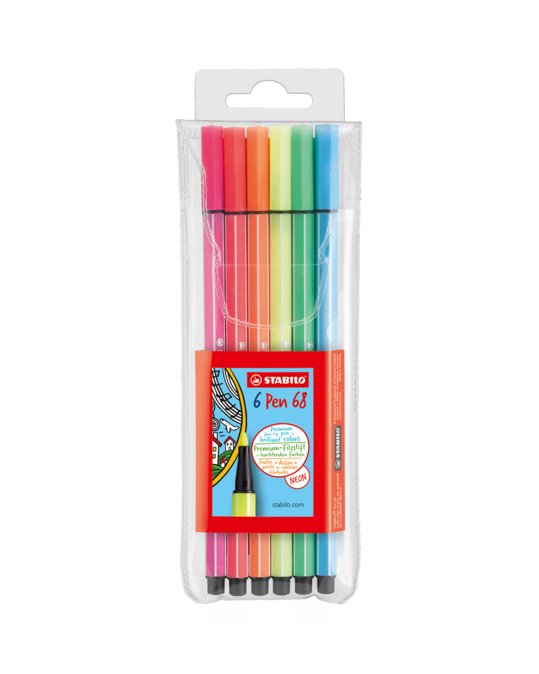 STABILO Pen 68 Neon Viltstift 6 stuks in Etui - Academia Now - Schoolspullen voor de middelbare school, schoolplanner, agenda, notitieboek, flashcards, Stabilo- en Oxford schoolspullen voor beter plannen en leren - Hard Work Beats Talent