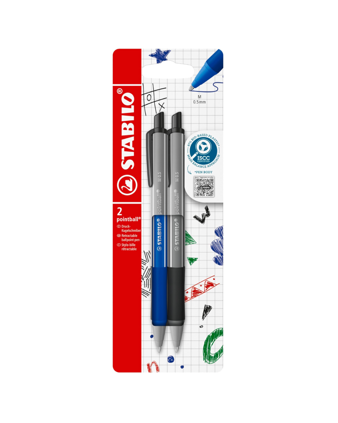 STABILO pointball colorful pennen zwart/blauw - 2 stuks - Academia Now- Schoolspullen voor de middelbare school, schoolplanner, agenda, notitieboek, flashcards, Stabilo- en Oxford schoolspullen voor beter plannen en leren - Hard Work Beats Talent