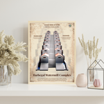 Educatieve poster van het Romeinse Barbegal Watermolen Complex, met uitleg over arbeid en productielijn, perfect voor geschiedenislessen.