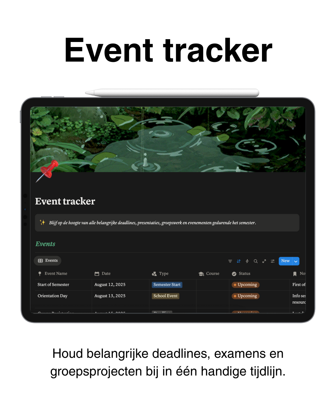 Event tracker studentenplanner – deadlines, examens en groepsprojecten eenvoudig plannen en organiseren.
