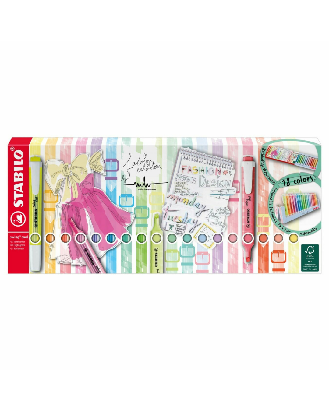 STABILO swing cool Markeerstift Deskset 18 Kleuren